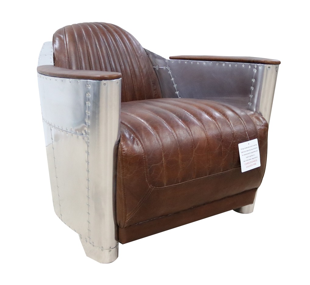 Product photograph of Aviator Vintage Rocket Tub Chair Distressed Brown Real Leather from Chesterfield Sofas