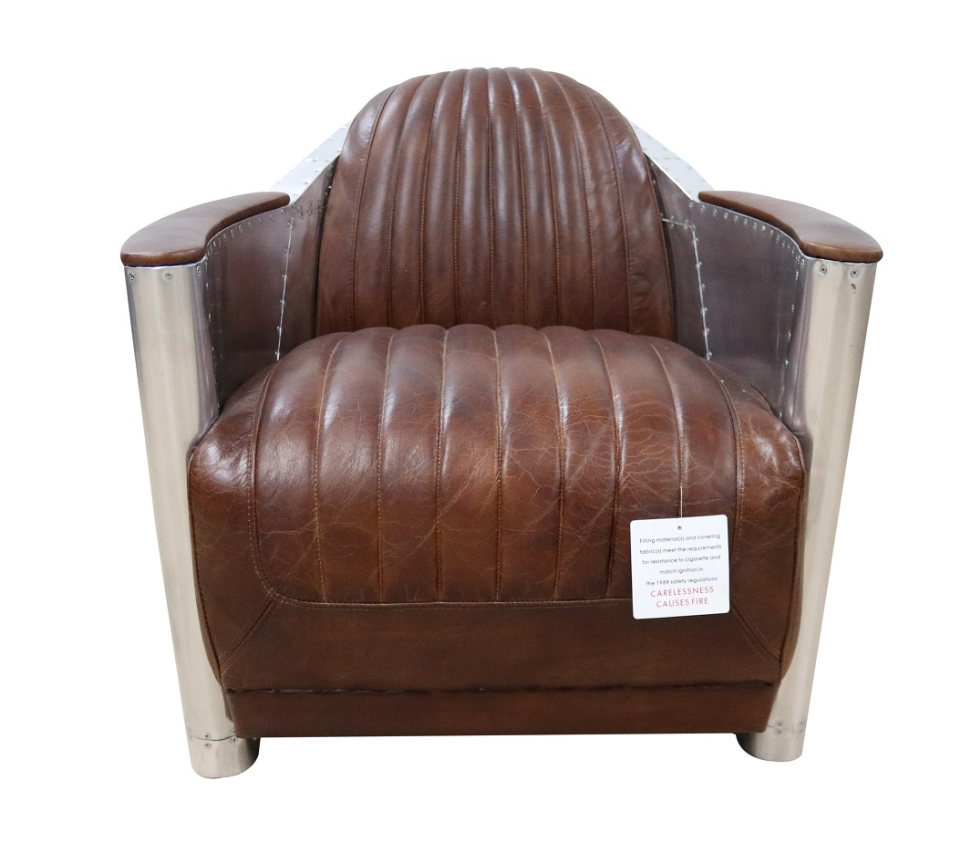 Product photograph of Aviator Vintage Rocket Tub Chair Distressed Brown Real Leather from Chesterfield Sofas.