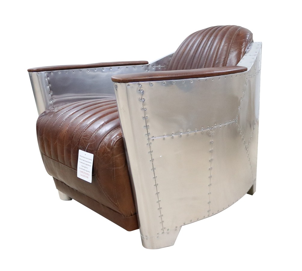 Product photograph of Aviator Vintage Rocket Tub Chair Distressed Brown Real Leather from Chesterfield Sofas.