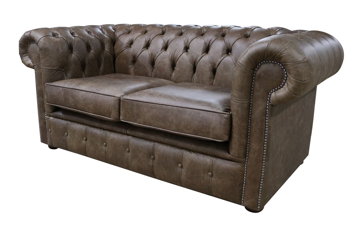 Product photograph of Chesterfield 2 Seater Cracked Wax Tobacco Brown Leather Sofa In Classic Style from Chesterfield Sofas.