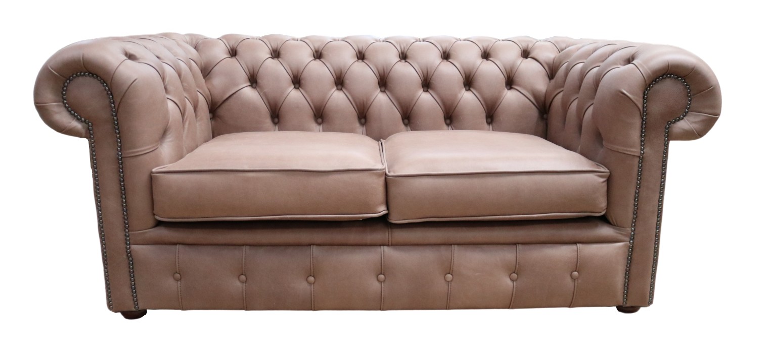 Product photograph of Chesterfield 2 Seater Selvaggio Beaver Brown Leather Sofa Settee In Classic Style from Chesterfield Sofas