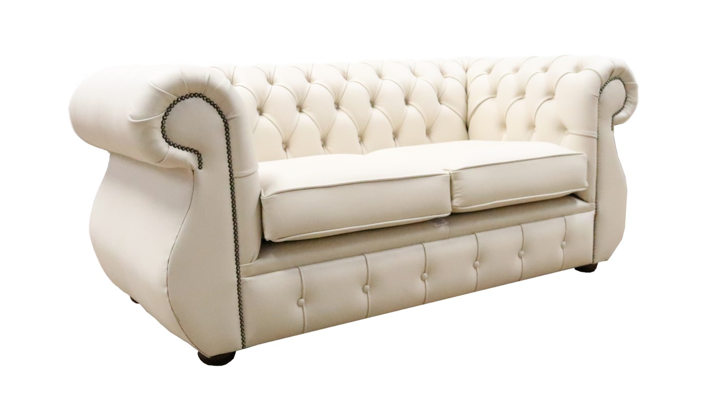 Product photograph of Chesterfield Original 2 Seater Sofa Shelly Almond Real Leather In Kimberley Style from Chesterfield Sofas.