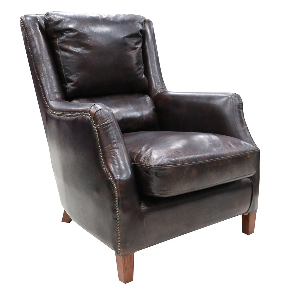 Product photograph of Crofter Vintage High Back Chair Tobacco Brown Distressed Real Leather from Chesterfield Sofas