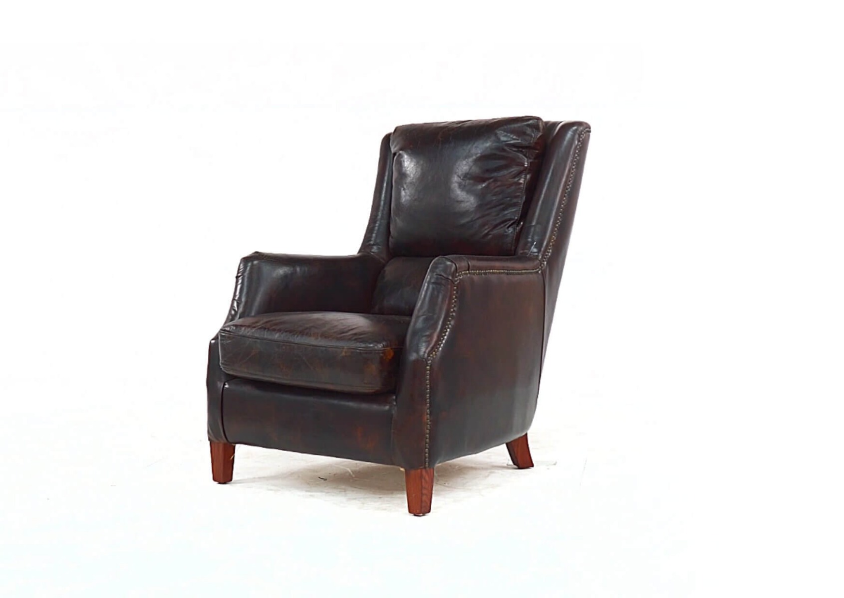 Product photograph of Crofter Vintage High Back Chair Tobacco Brown Distressed Real Leather from Chesterfield Sofas.