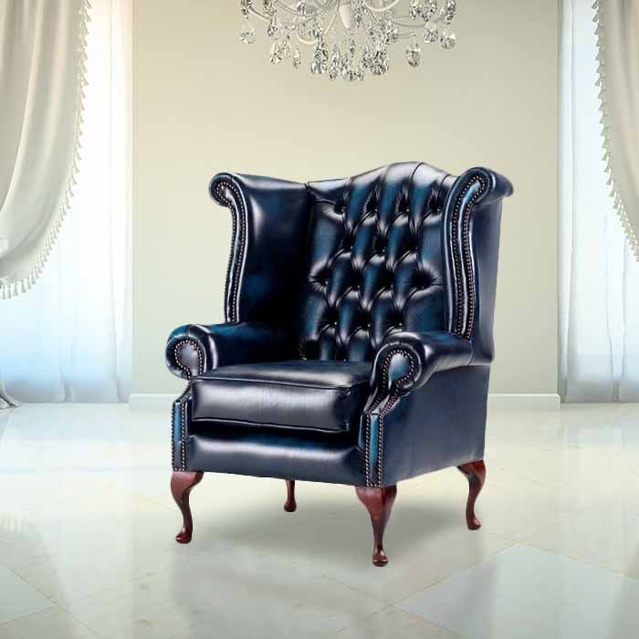 Blue queen anne deals chair