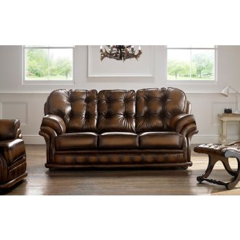 Chesterfield Antique Autumn Tan Leather Sofa Suite In Knightsbr­idge Style