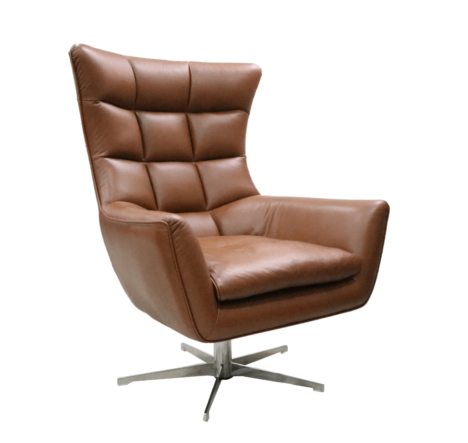 Product photograph of Jacob Handmade Swivel Highback Chair Suave Tender Cuoio Real Italian Leather from Chesterfield Sofas.