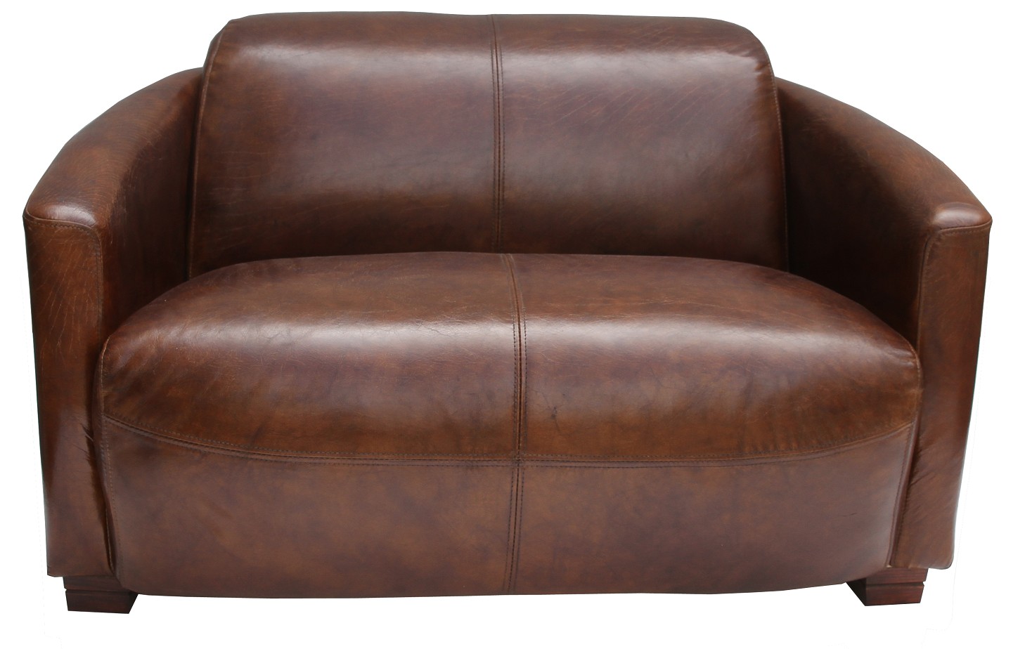 Product photograph of Marlborough Genuine Vintage 2 Seater Tub Sofa Distressed Brown Real Leather from Chesterfield Sofas
