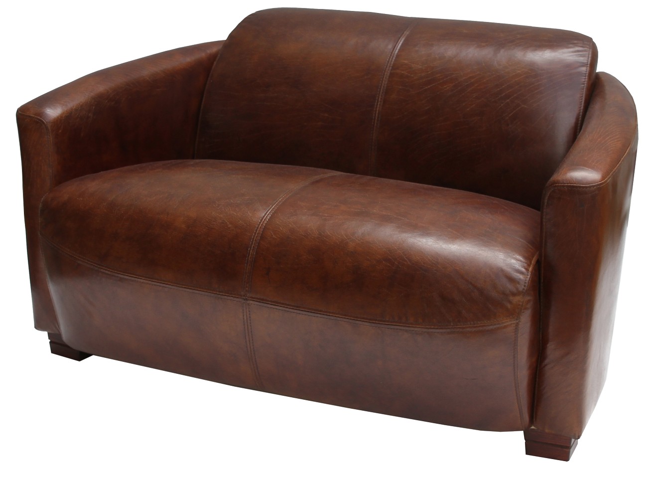 Product photograph of Marlborough Genuine Vintage 2 Seater Tub Sofa Distressed Brown Real Leather from Chesterfield Sofas.