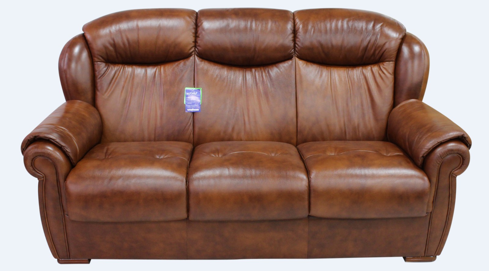 Product photograph of Palermo Handmade 3 Seater Sofa Settee Genuine Italian Tabak Brown Real Leather from Chesterfield Sofas