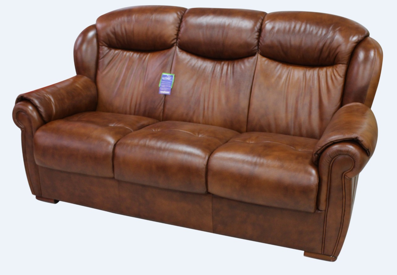 Product photograph of Palermo Handmade 3 Seater Sofa Settee Genuine Italian Tabak Brown Real Leather from Chesterfield Sofas.