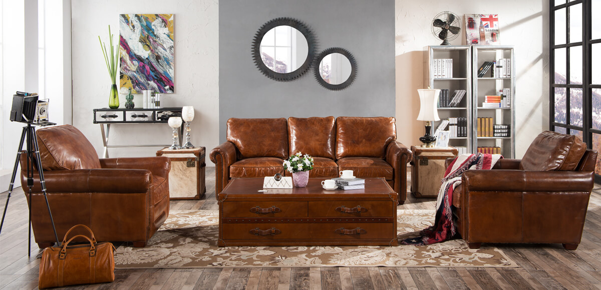 Product photograph of Sloane Custom Made Sofa Settee Suite Vintage Retro Distressed Real Leather from Chesterfield Sofas