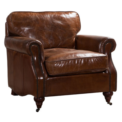 Product photograph of Vintage Colonel Armchair Brown Distressed Real Leather from Chesterfield Sofas